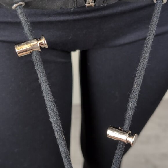 Suzy Shier Soft Shell Hooded Jacket Black Drawstring Adjustable Spring Fall - Picture 7 of 11